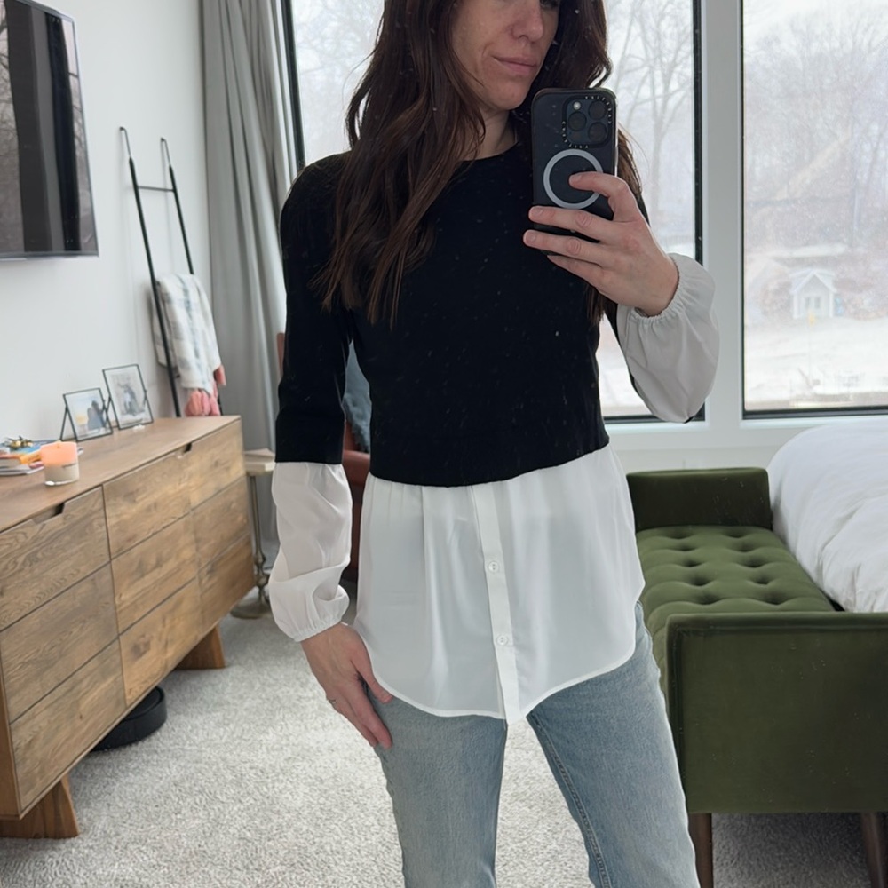 Black and white sweater blouse
